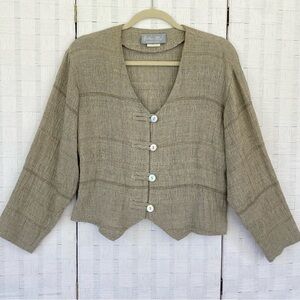 Vtg ARTHUR MAX Sportswear Lagenlook‎ Cropped Jacket Button Front Textured